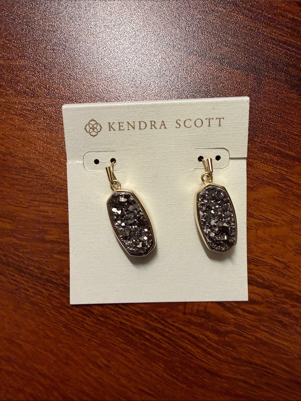 NWT Rare Kendra Scott Danay Gold Iridescent Platinum Drusy Drop Earrings
